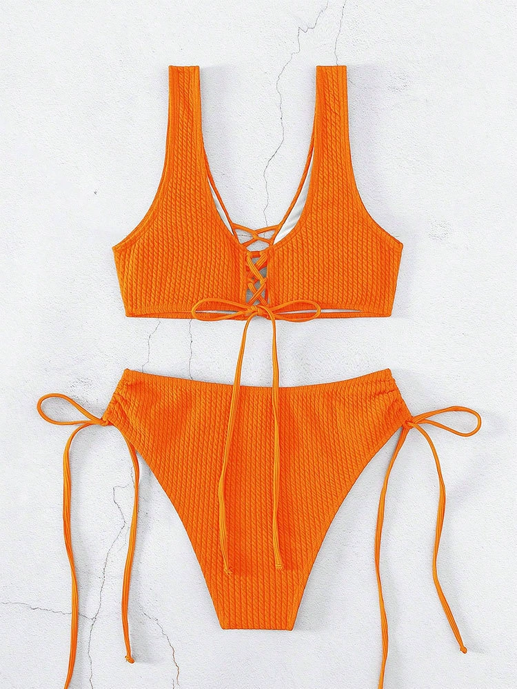 Women's Lace-Up Two Piece Tie-Side Bikini Set view 6