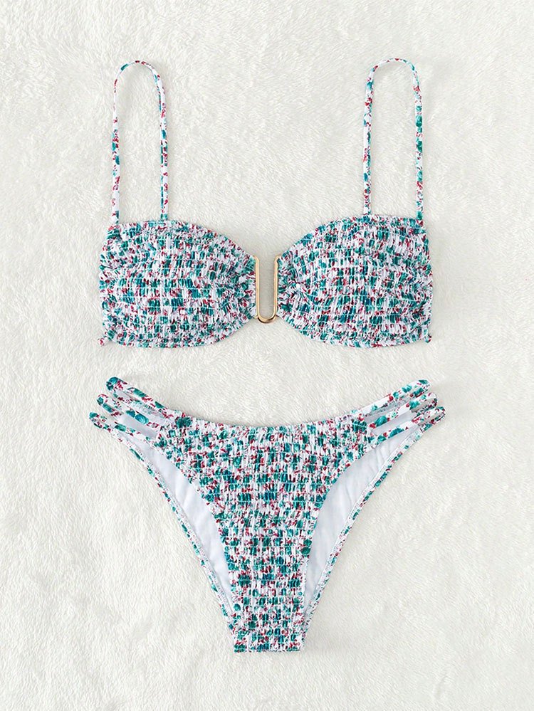 White with Green Floral Print