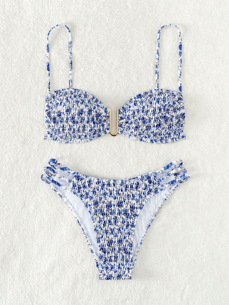 White with Blue Floral Print