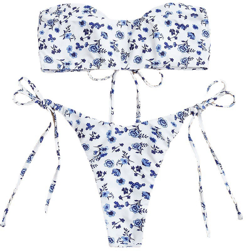 Strapless Bandeau Two Piece Bikini Set with Tie-Side Bottoms view 5
