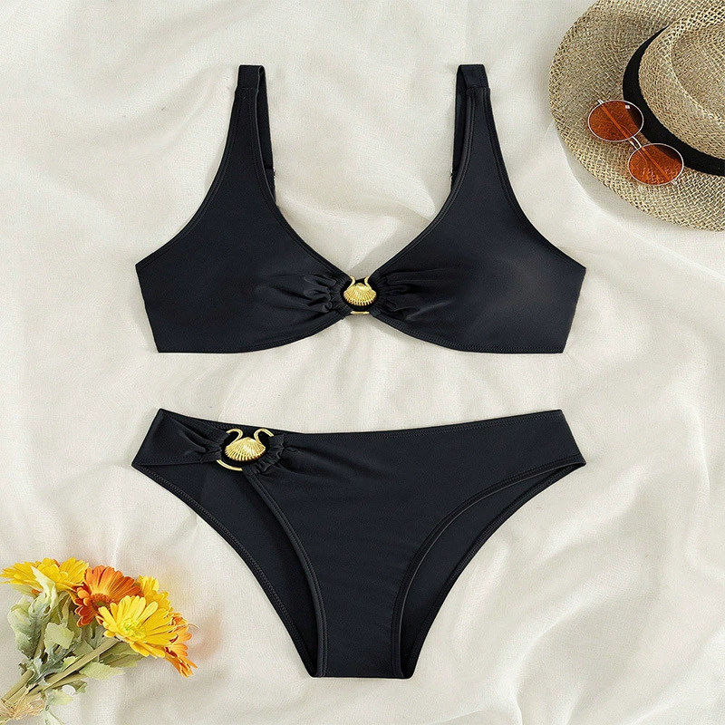 Women's Bikini Set with Shell Ring Hardware and Adjustable Straps view 4