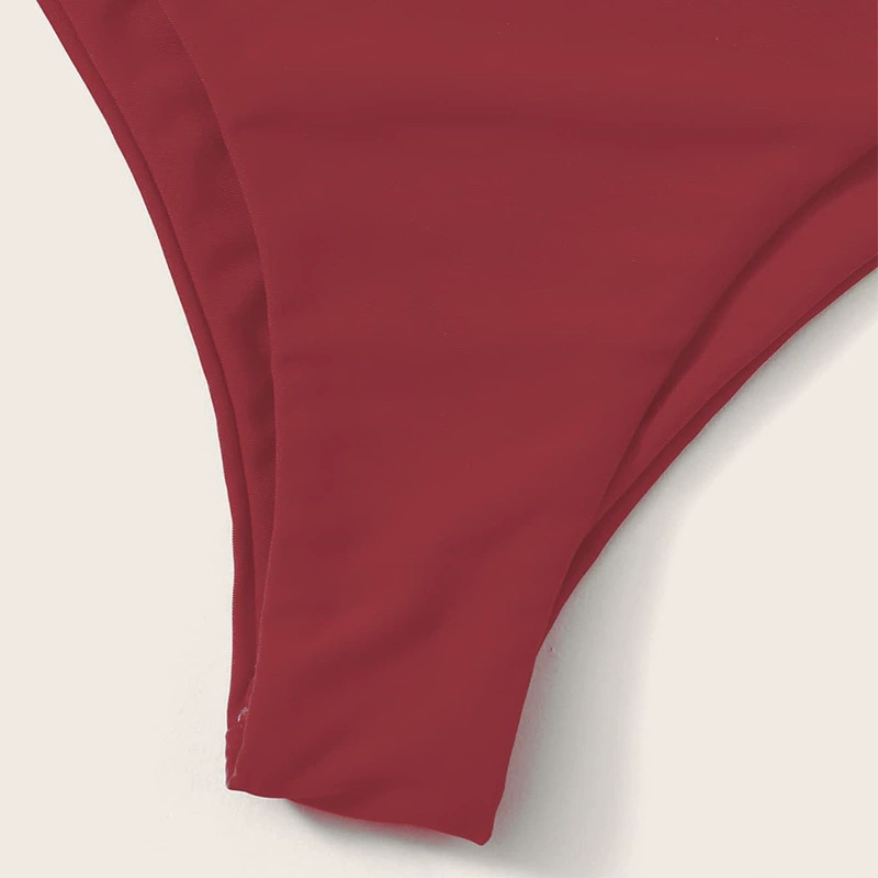 Women One Shoulder Wrap Tie High Waist Bikini Set view 3