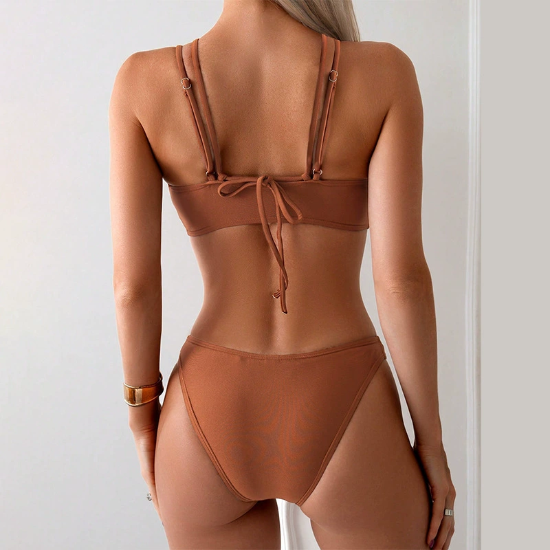Women's Two-Piece Cutout Bikini Set with Crisscross Straps view 2