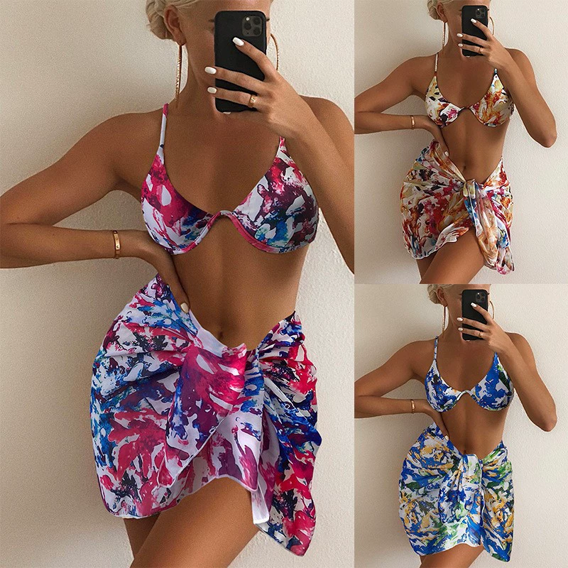 Underwired Bikini Top and Wrap Skirt Set