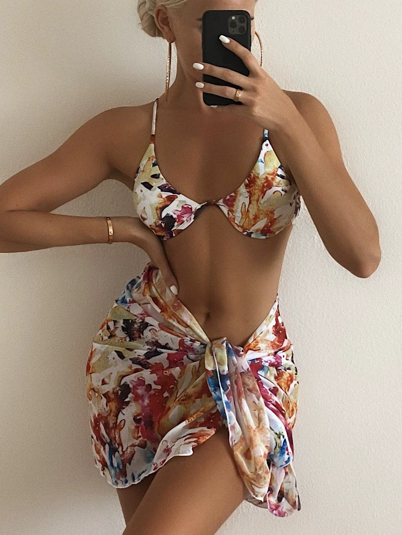 Underwired Bikini Top and Wrap Skirt Set view 6