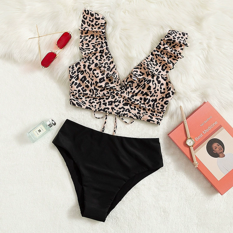 Ruffled V-Neck Two-Piece Bikini Set view 2
