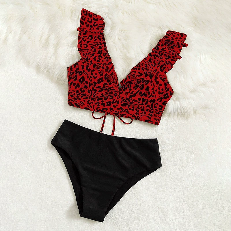 Ruffled V-Neck Two-Piece Bikini Set view 3