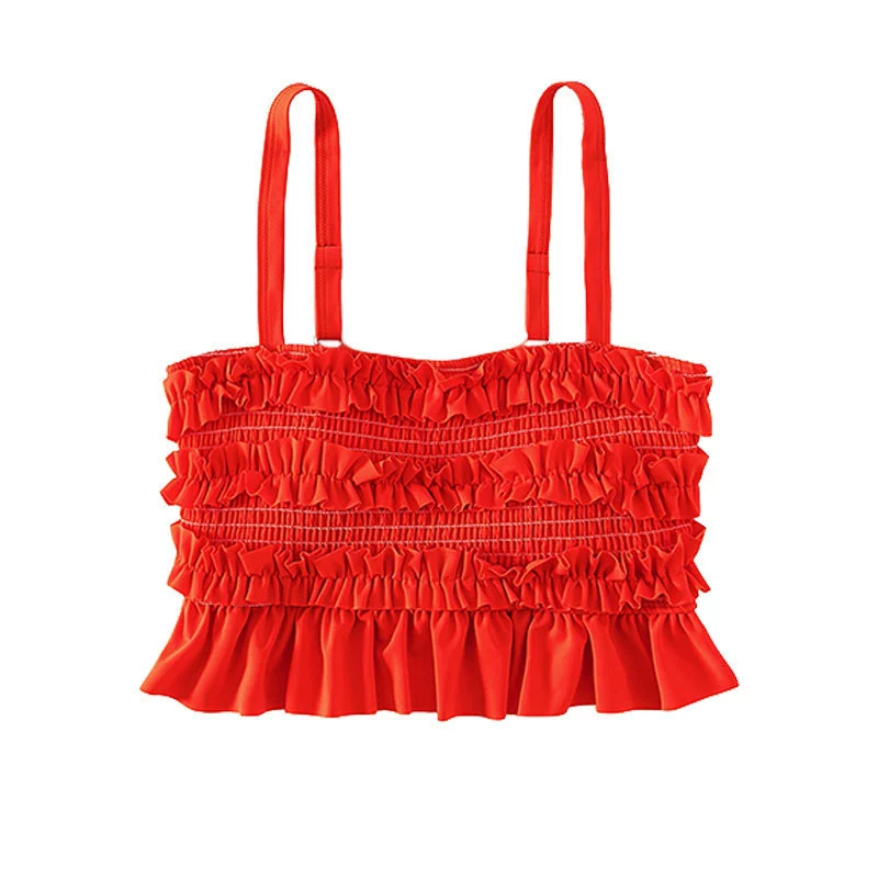 Smocked Ruffled Bikini Set with Spaghetti Straps view 5