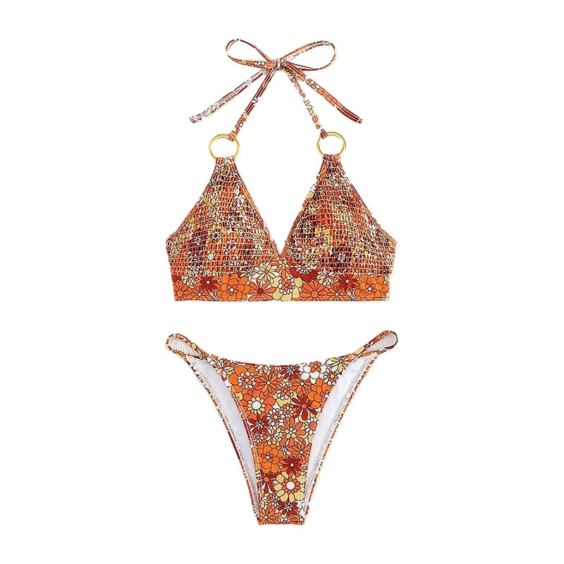 Halter Bikini Set with O-Ring Accents and High-Cut Briefs