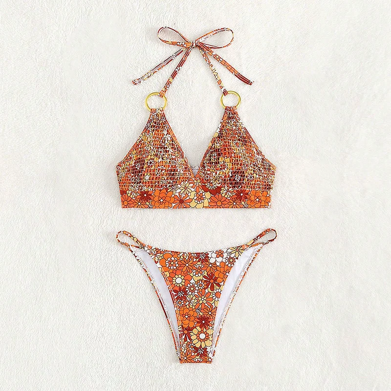 Halter Bikini Set with O-Ring Accents and High-Cut Briefs view 3