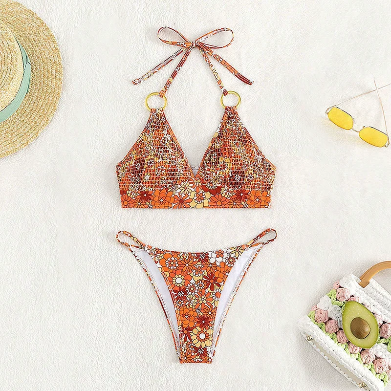 Halter Bikini Set with O-Ring Accents and High-Cut Briefs view 6