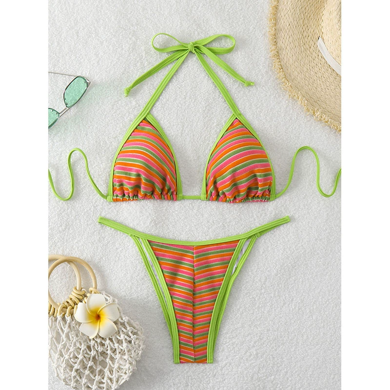 Halter Triangle Bikini Set with Side Ties