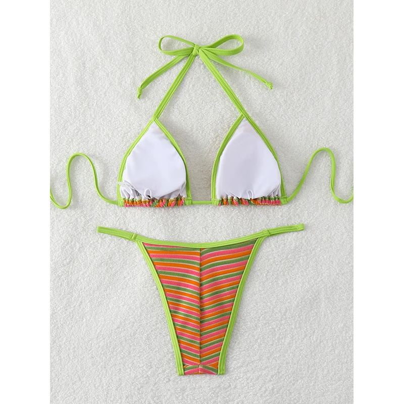 Halter Triangle Bikini Set with Side Ties