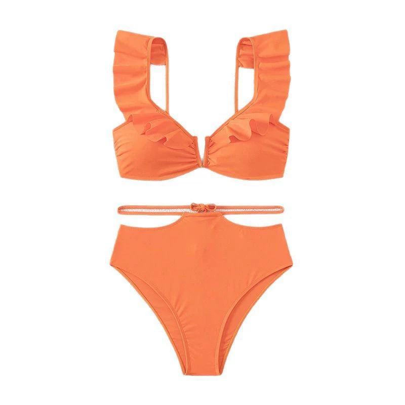 Ruffled V-Neck Two-Piece Bikini Set view 5
