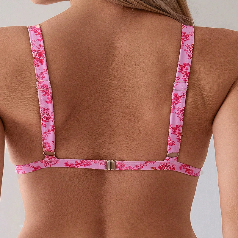 Two-Piece Triangle Bikini Set with Adjustable Straps and Side Rings view 4