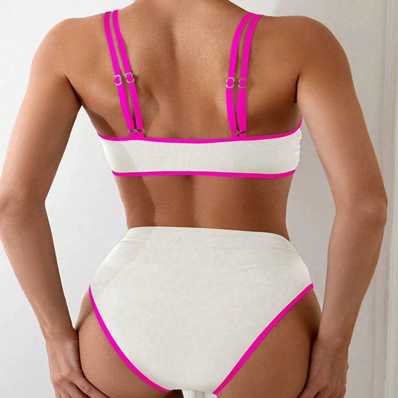 Two-Piece Bikini Set with Front Tie and High-Waisted Bottom view 3