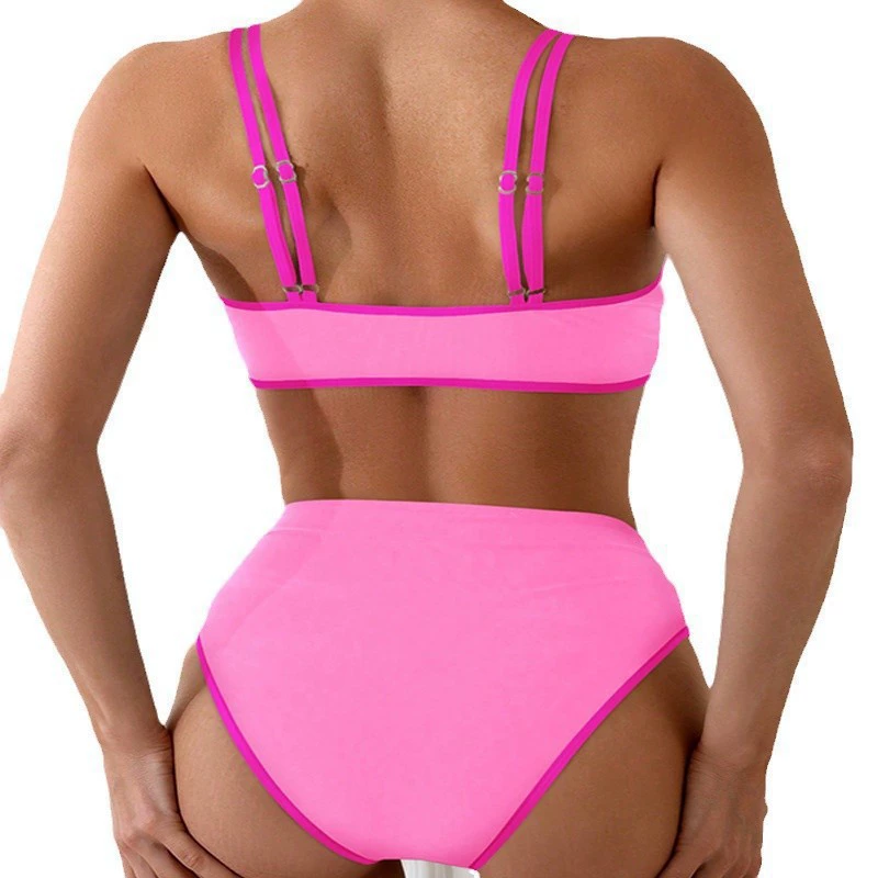 Two-Piece Bikini Set with Front Tie and High-Waisted Bottom view 5