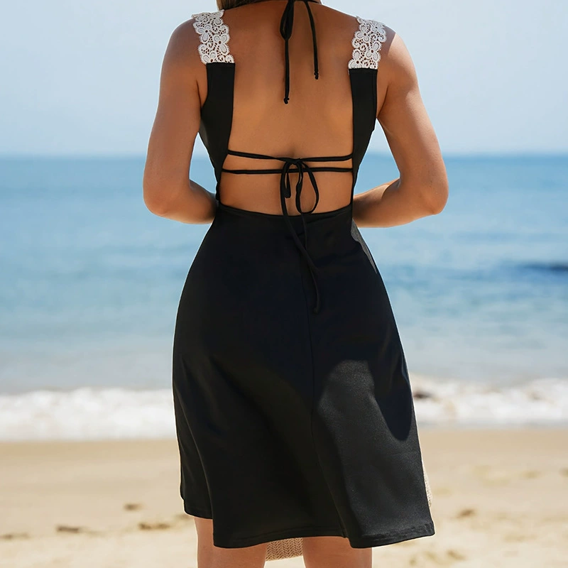 Women's Lace Strap Bikini Set with Cover-Up Dress view 4