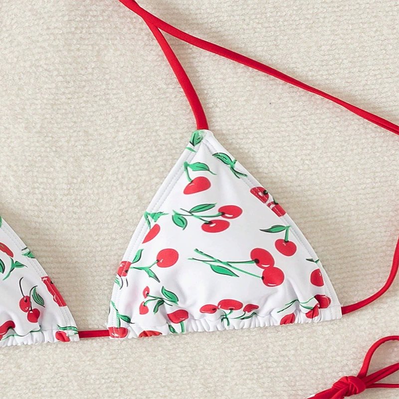 Triangle Halter Bikini Set with String Bottoms view 3