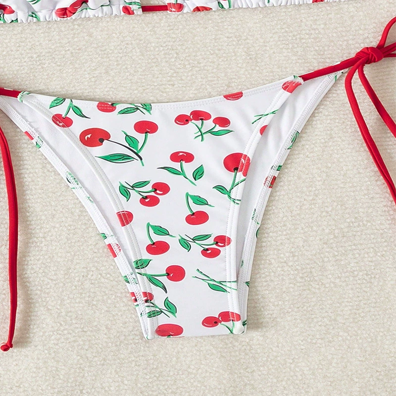 Triangle Halter Bikini Set with String Bottoms view 4