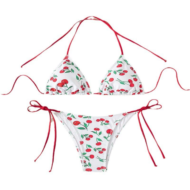 Triangle Halter Bikini Set with String Bottoms view 5
