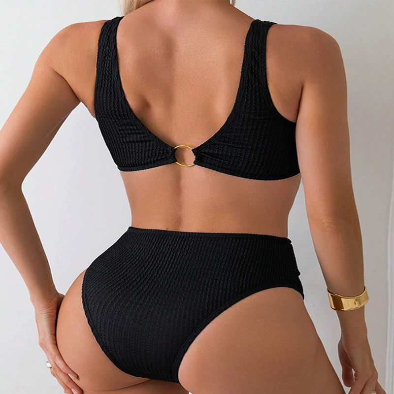 High Waist Two Piece Bikini Set with Ring Details view 3