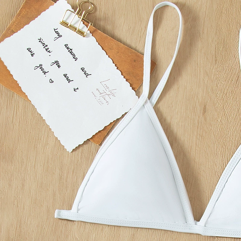Women's Spaghetti Strap Triangle Bikini Set with Thong Bottom view 3