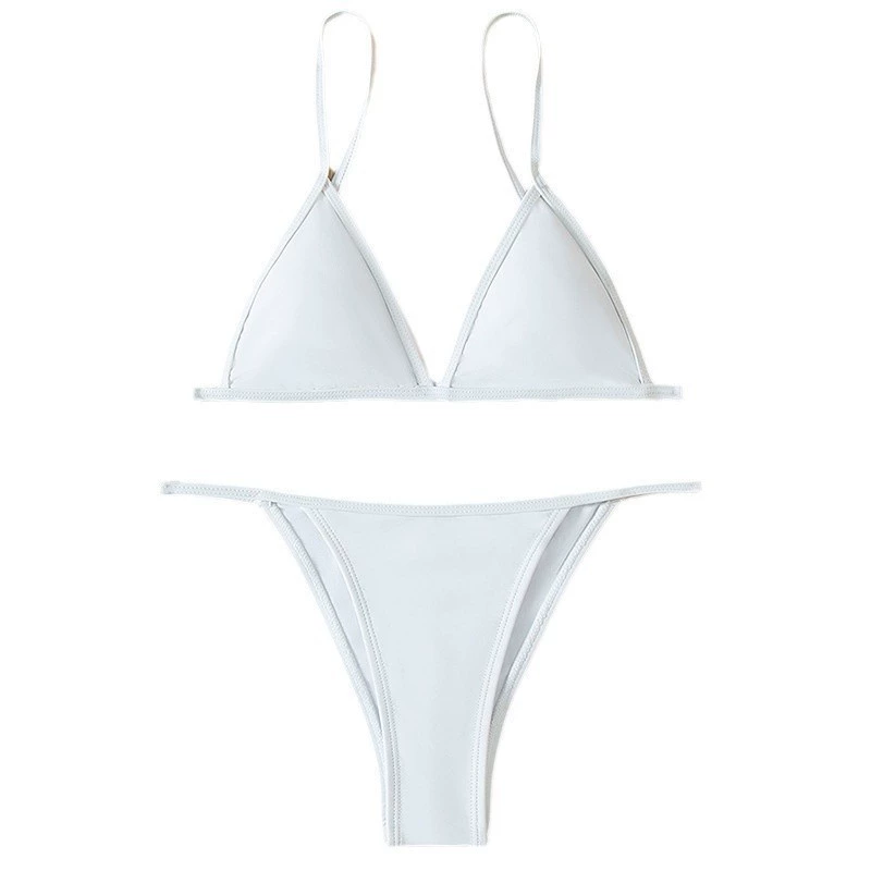 Women's Spaghetti Strap Triangle Bikini Set with Thong Bottom view 5