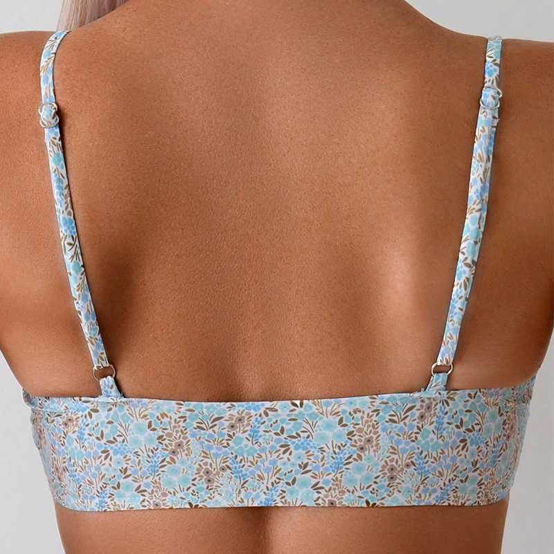 Adjustable Strap Ruched Bikini Set with Scalloped Trim view 3