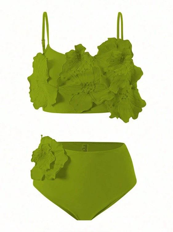 Spaghetti Strap High Waist Bikini Set