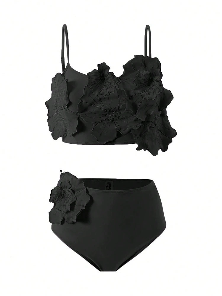 Spaghetti Strap High Waist Bikini Set view 4