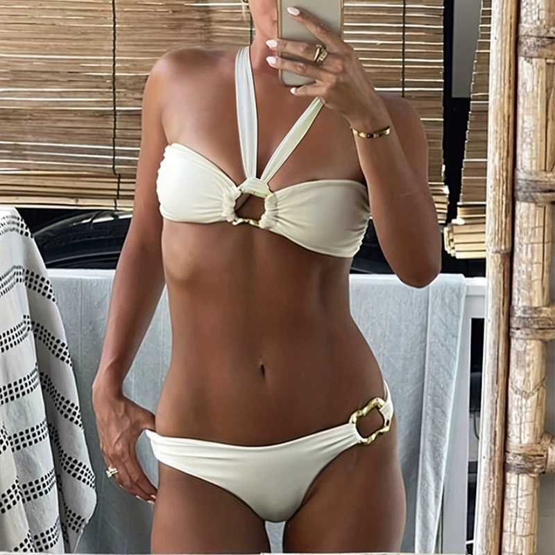 Halter Neck Ring Detail Bikini Set