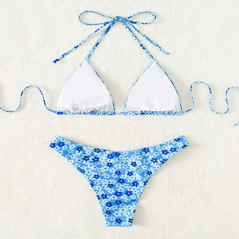 Two-Piece Halter Triangle Bikini Set with Side Ties view 4