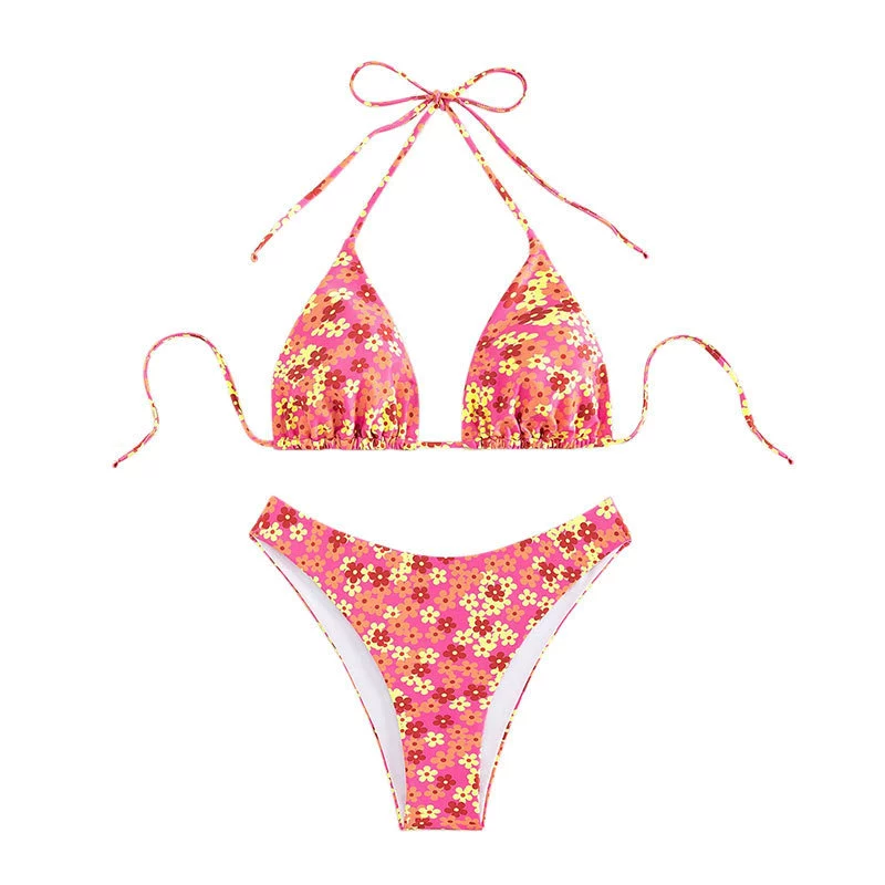 Two-Piece Halter Triangle Bikini Set with Side Ties view 5