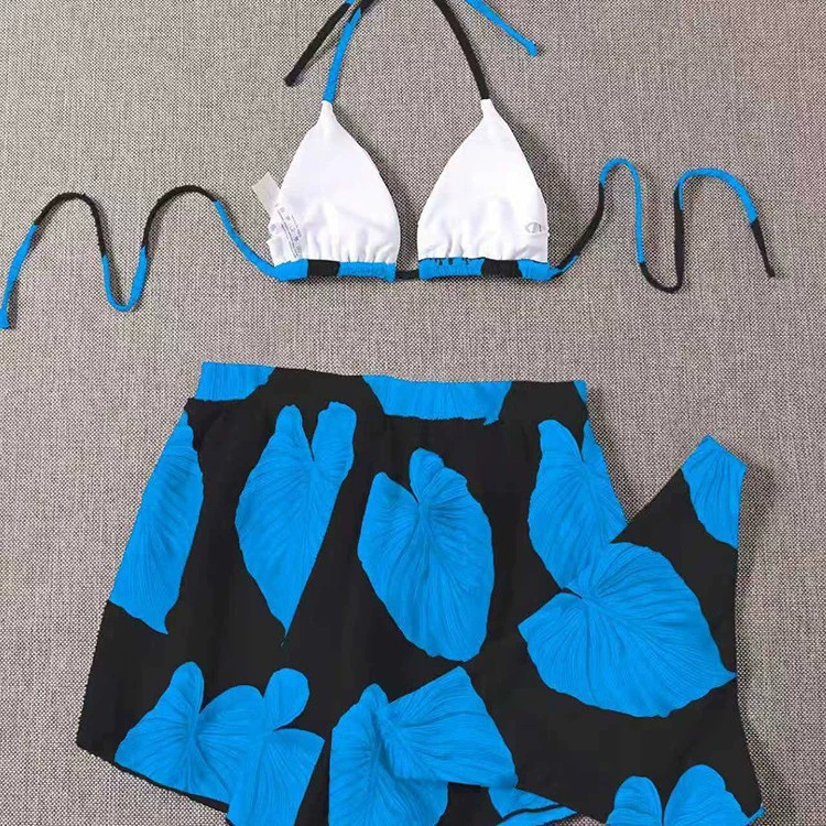 Halter Neck Triangle Bikini with Skirted Bottom