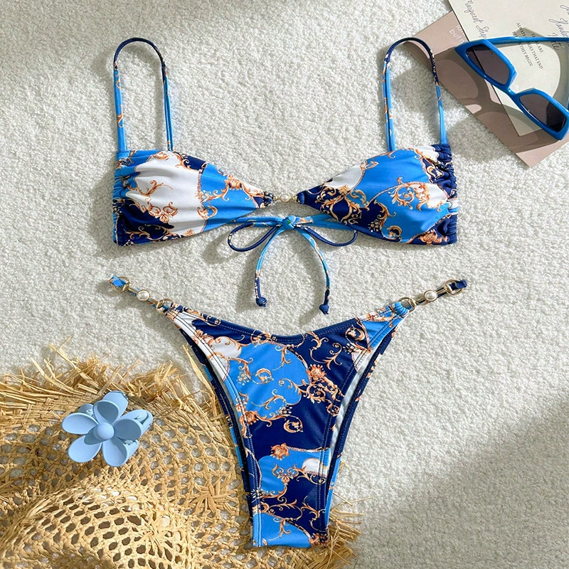 Two-Piece Triangle Bikini Set with Back Tie view 3