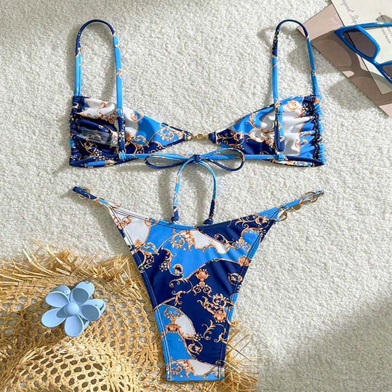 Two-Piece Triangle Bikini Set with Back Tie view 4