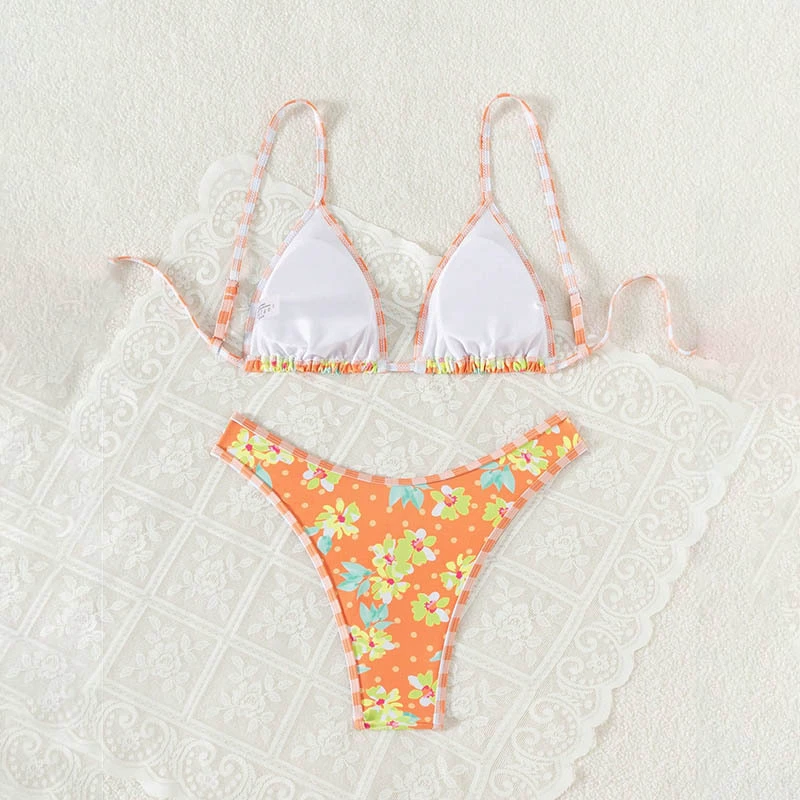 Women's Two-Piece Triangle Halter Bikini Set with High-Cut Bottom view 3