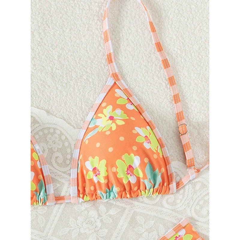 Women's Two-Piece Triangle Halter Bikini Set with High-Cut Bottom view 4