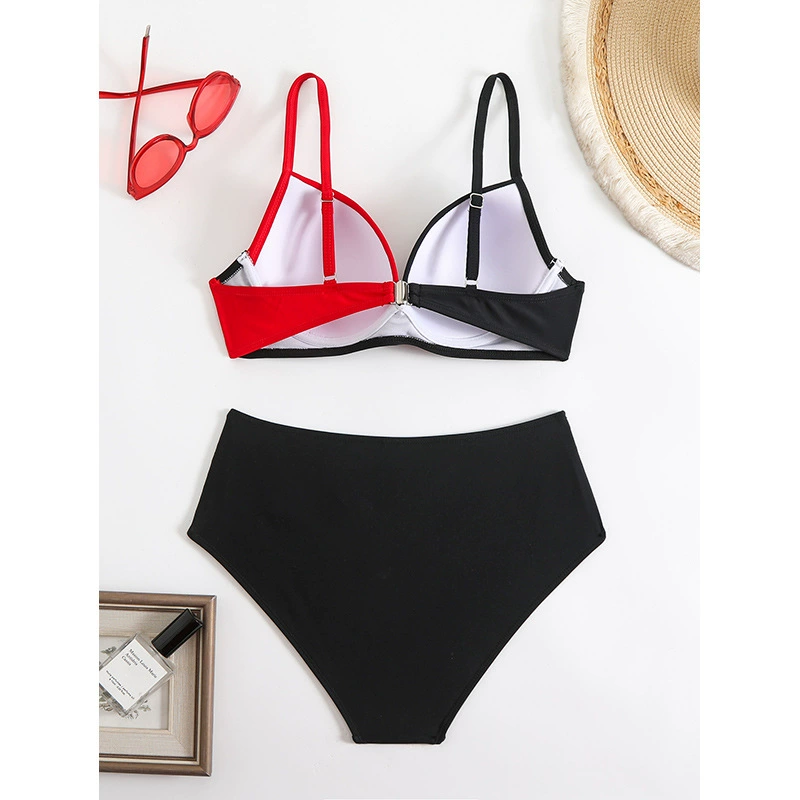 Two-Piece Bikini Set with Adjustable Spaghetti Straps and High-Waist Briefs view 3