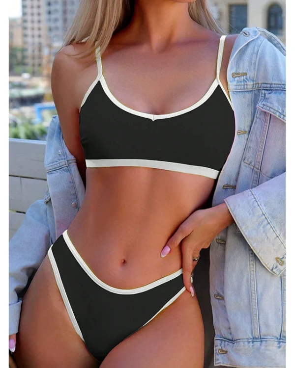 Two-Piece Bikini Set with Adjustable Straps and High-Waist Briefs