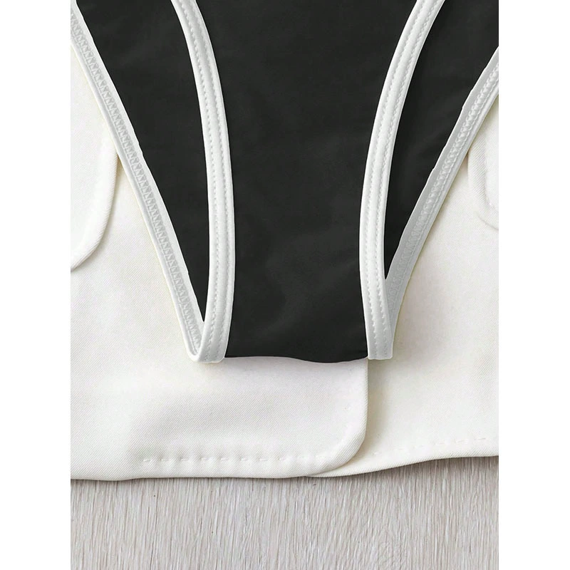 Two-Piece Bikini Set with Adjustable Straps and High-Waist Briefs