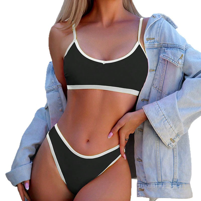 Two-Piece Bikini Set with Adjustable Straps and High-Waist Briefs view 5
