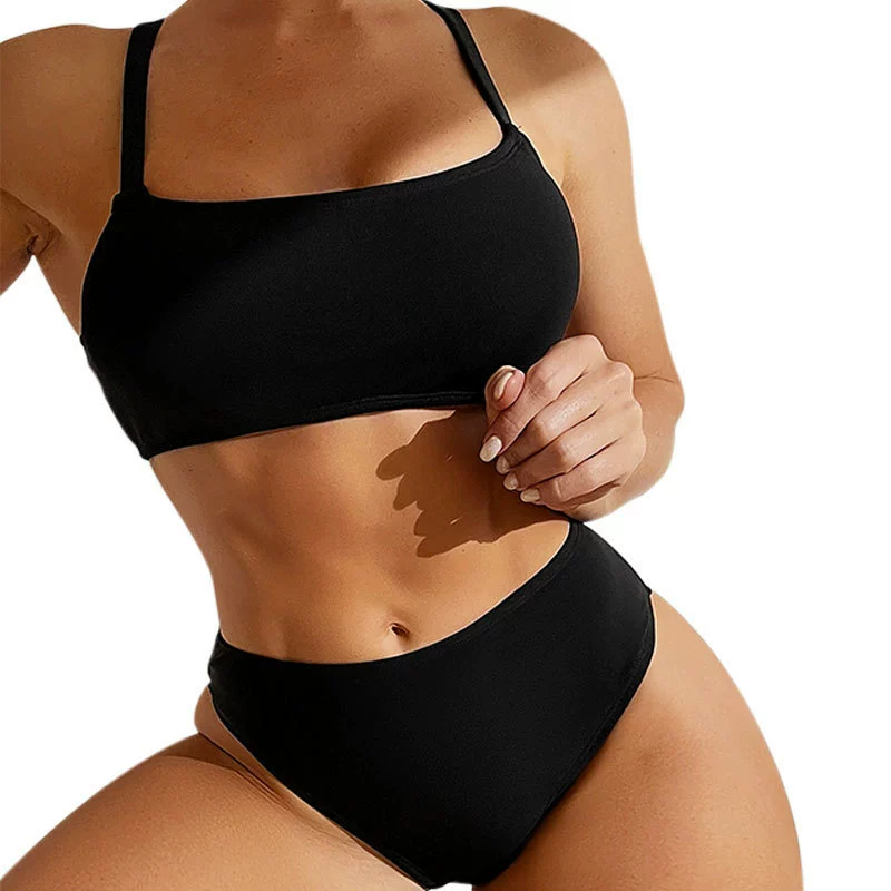 Square Neck Two-Piece Bikini Set with Adjustable Straps and High-Waist Bottoms view 6