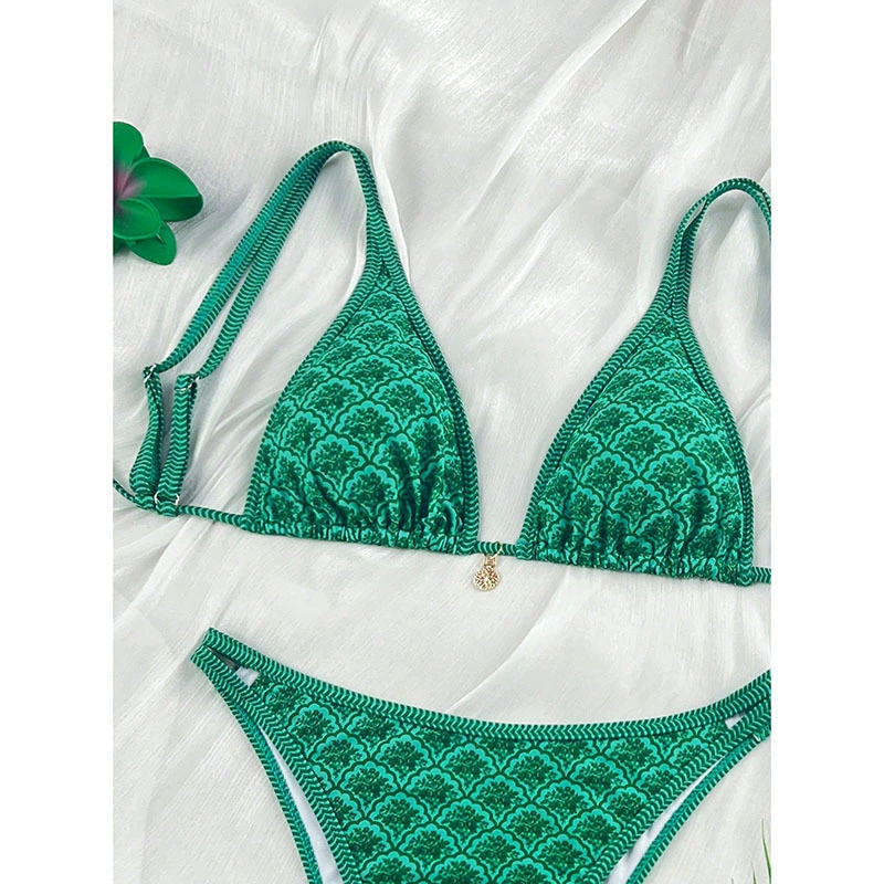 Two-Piece Triangle Bikini Set with Adjustable Spaghetti Straps view 3