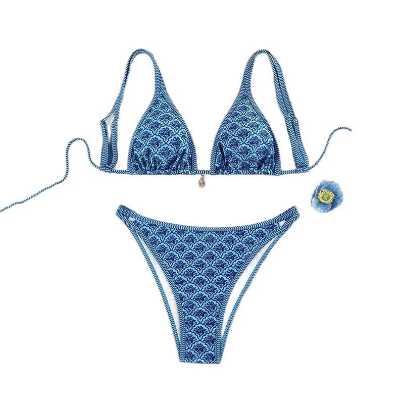 Two-Piece Triangle Bikini Set with Adjustable Spaghetti Straps view 5