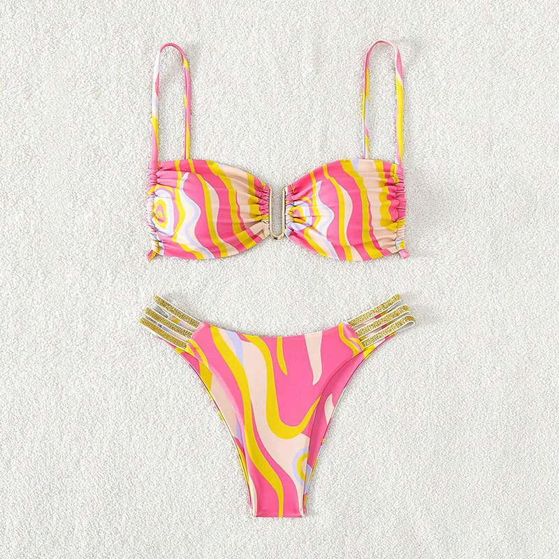 Two-Piece Bikini Set with Bandeau Top and Multi-Strap Bottom view 3