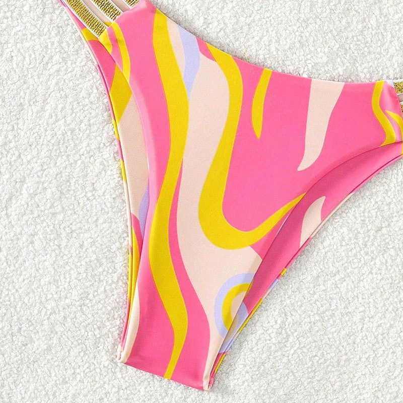 Two-Piece Bikini Set with Bandeau Top and Multi-Strap Bottom view 4