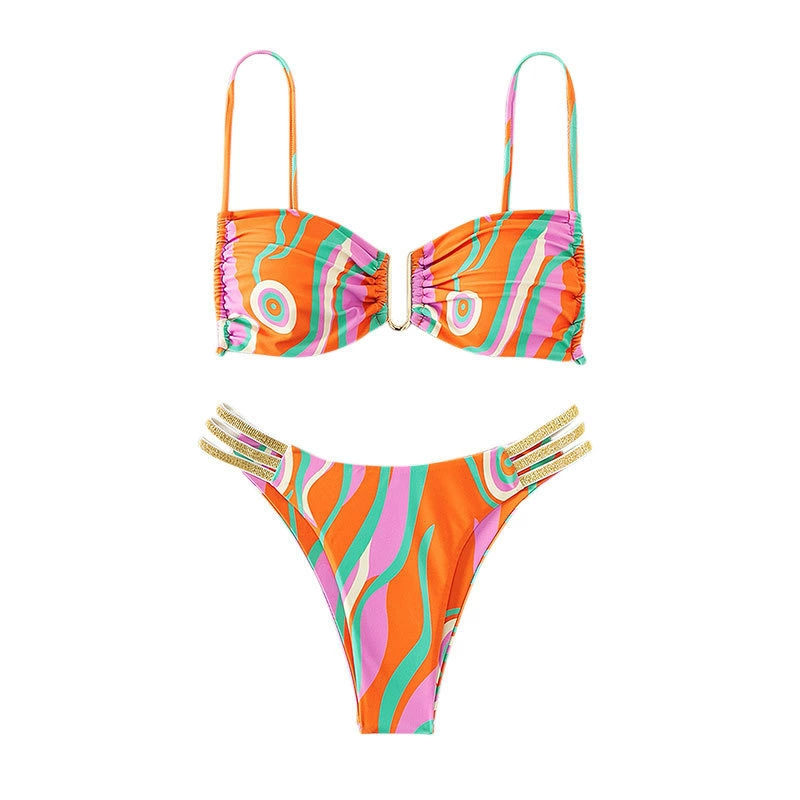 Two-Piece Bikini Set with Bandeau Top and Multi-Strap Bottom view 5