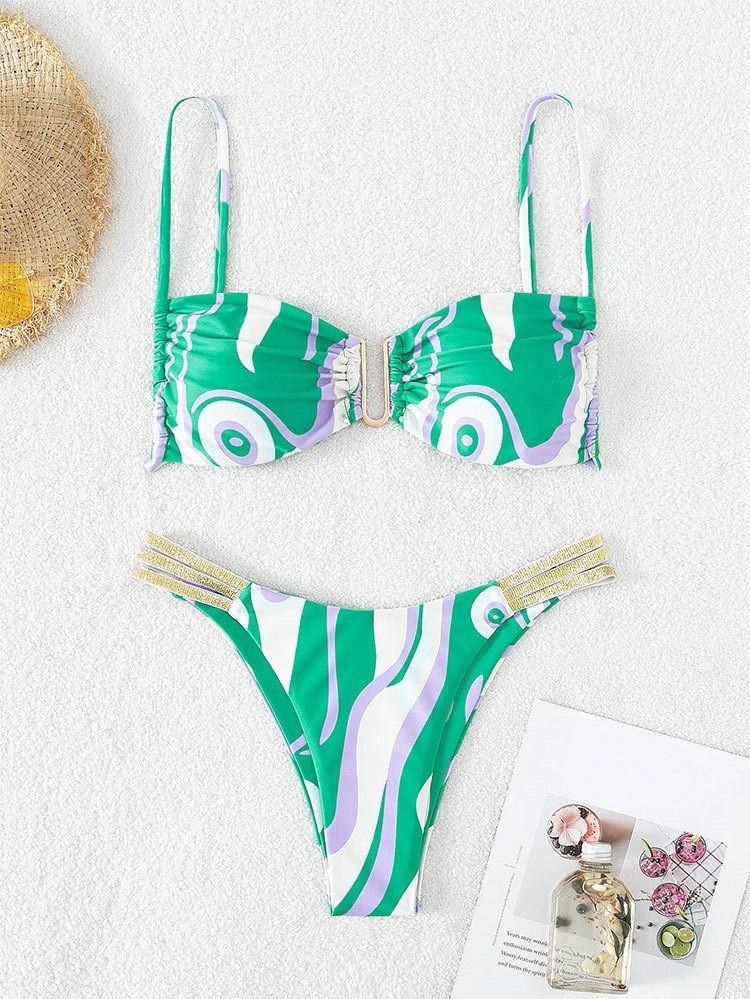 Two-Piece Bikini Set with Bandeau Top and Multi-Strap Bottom view 7